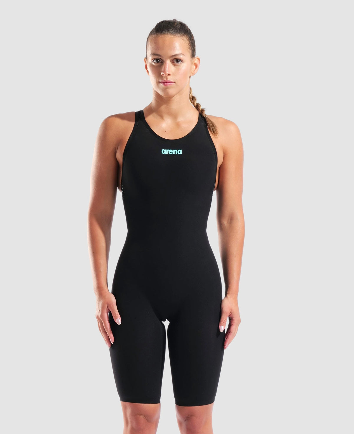 Arena Women's Powerskin Veloce Open Back Tech Suit - Black & Teal